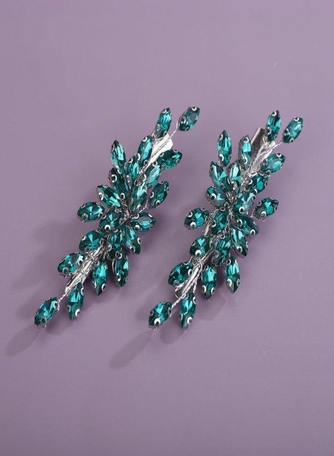 Rumtock 2pcs Green Rhinestones Beads Hair Piece Set for Wedding Brides Hair Accessories Pins for Women Special Occasion (Lake) - Image 2